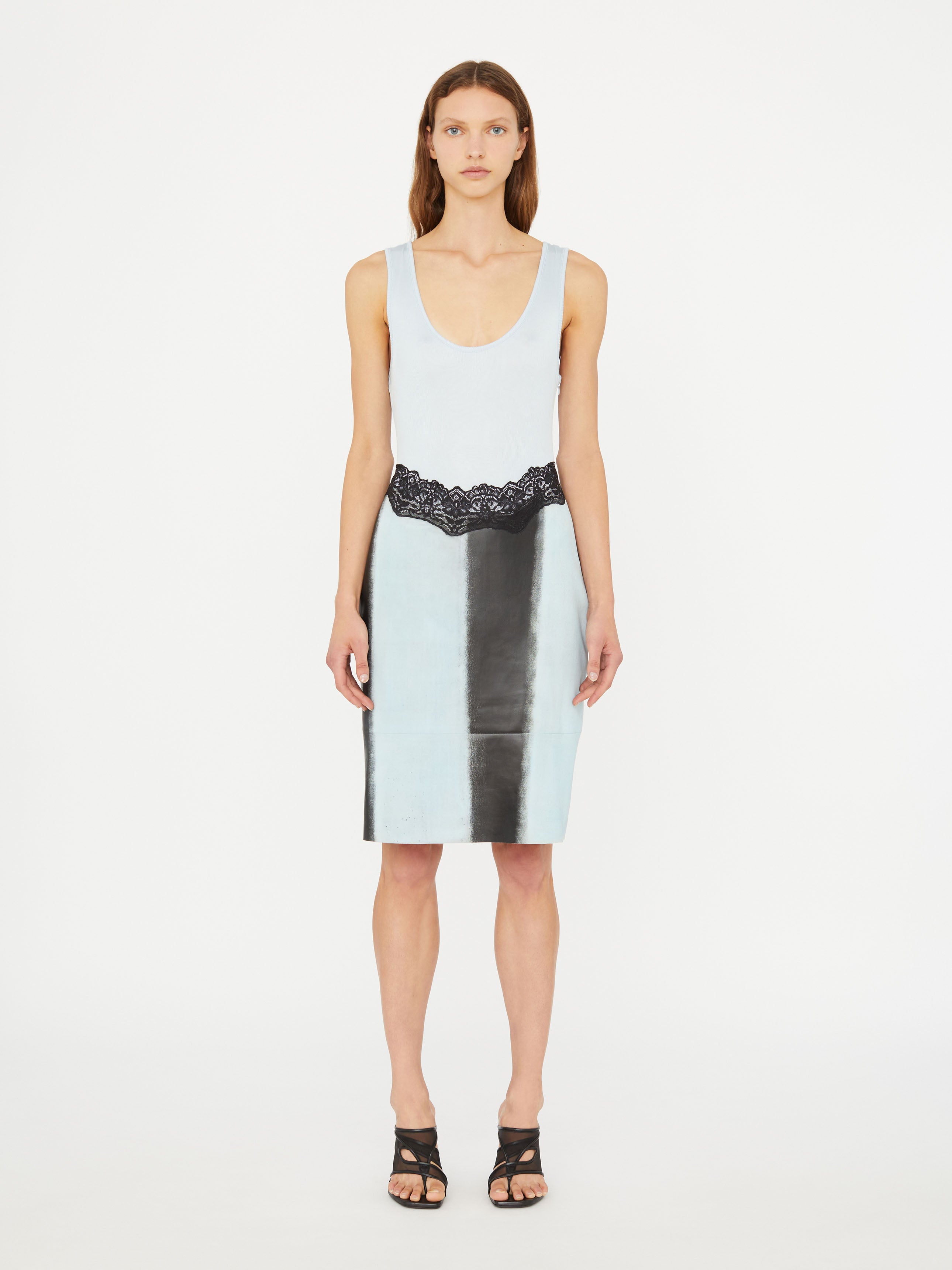 Ribbed Scuffed Leather Tank Dress
