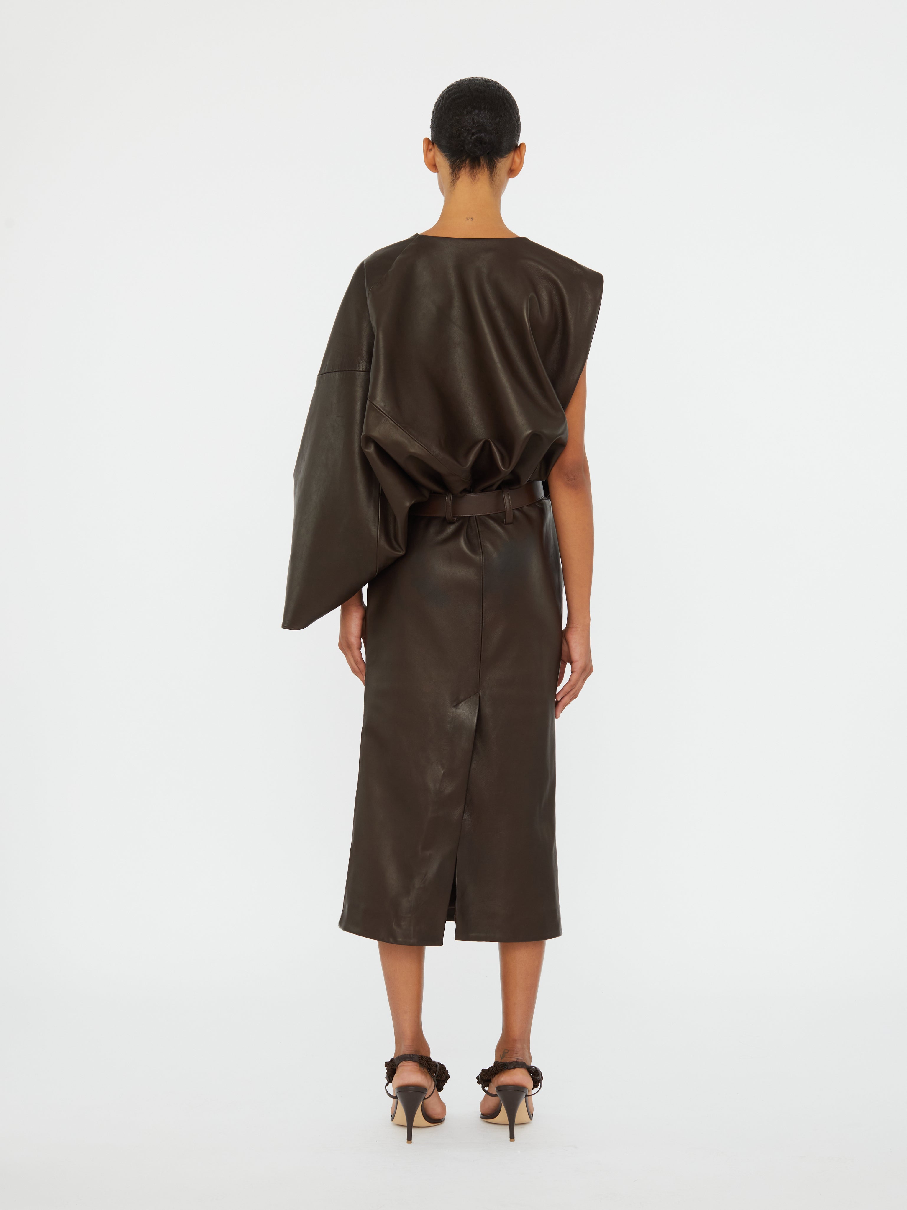 Swaddled Belted Leather Dress