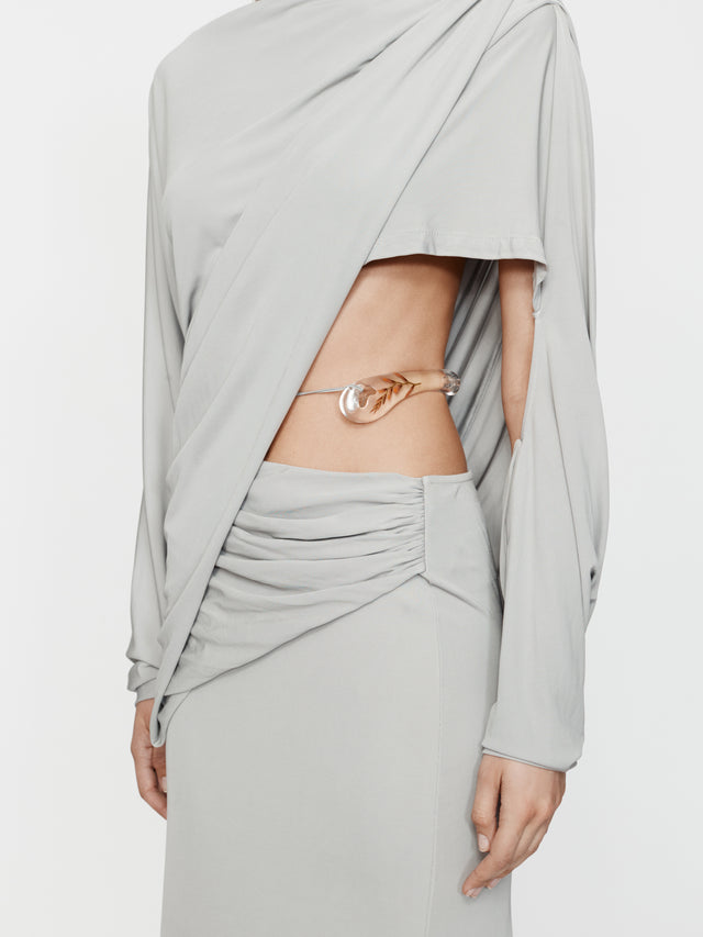 Encased Nature Resin Draped Jersey Dress
