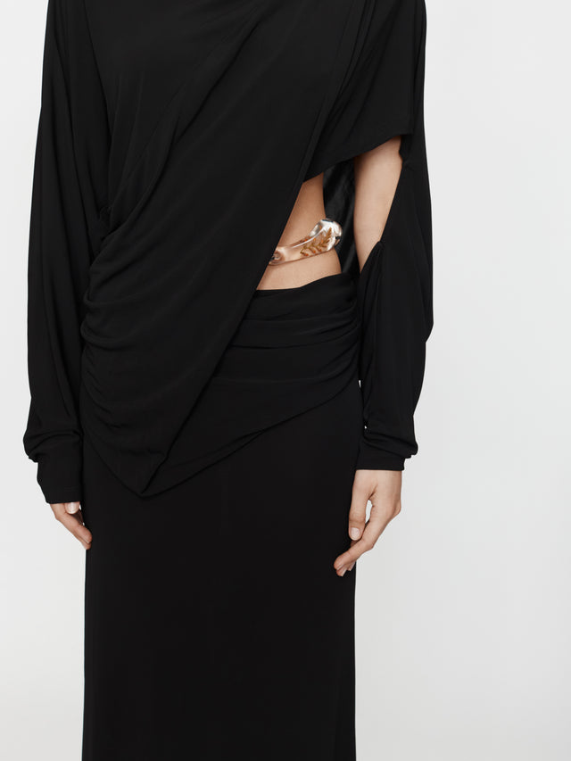 Encased Nature Resin Draped Jersey Dress
