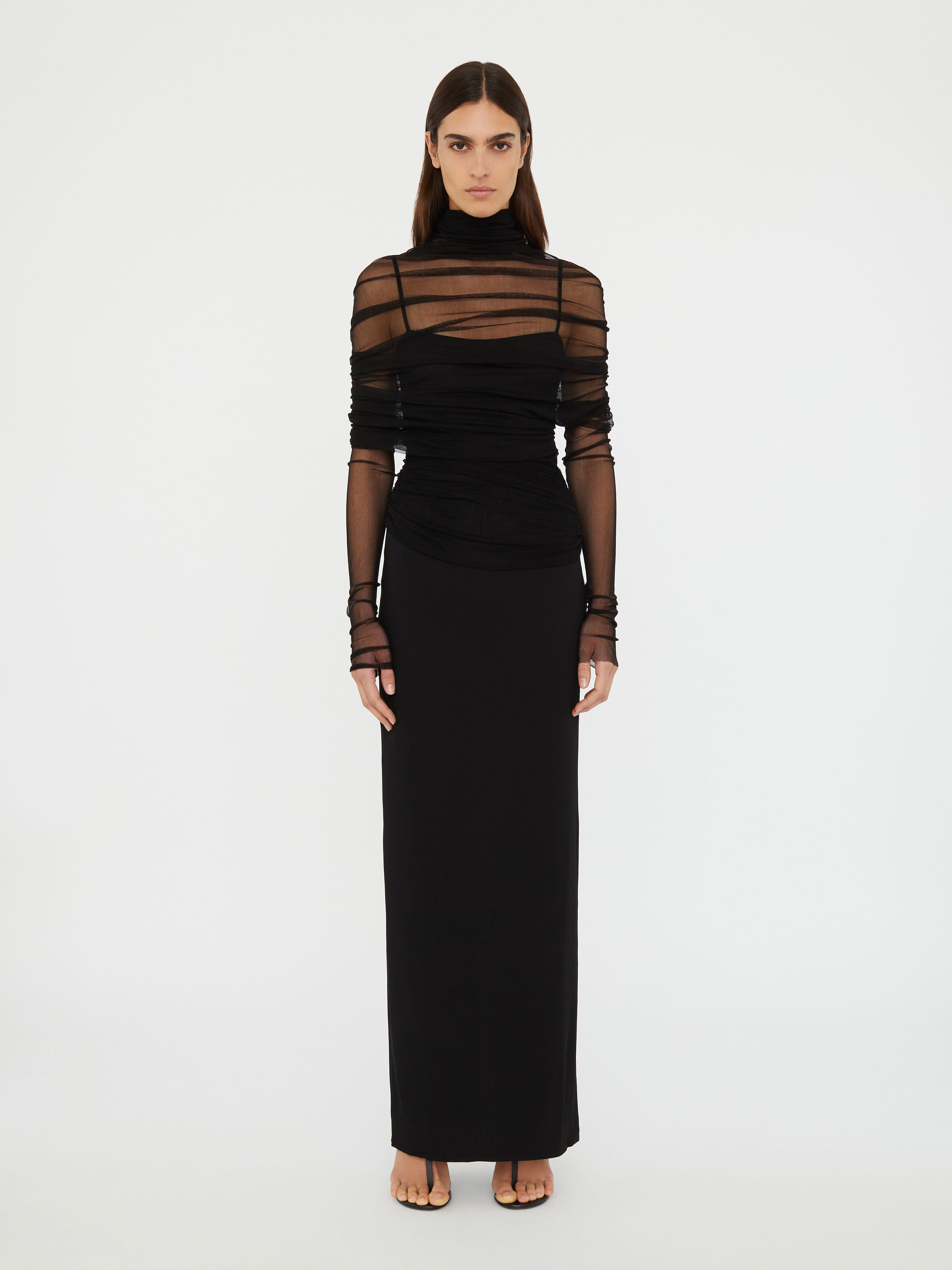 Christo Sheer Wrap Long Sleeve Dress