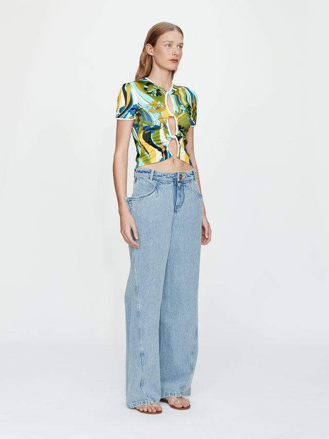 Acidic Floral Open Twist Tee