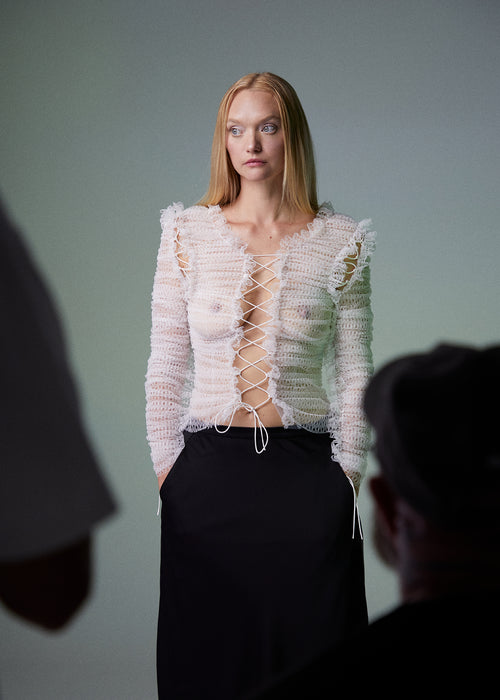 BTS With Gemma Ward for Pre Fall 23