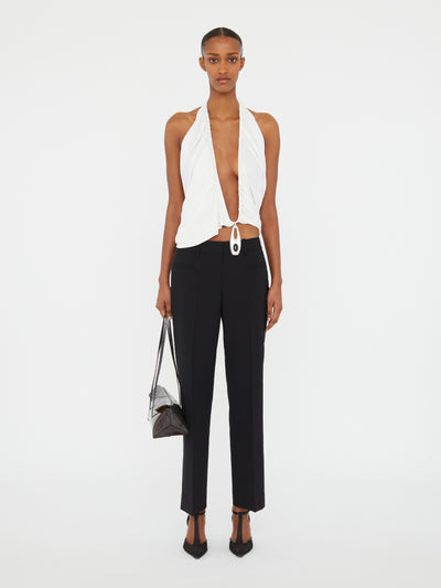 Lavalliere Draped Jersey Halter Top