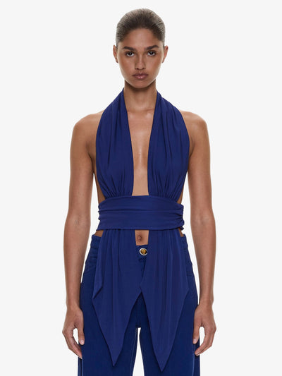 Scarf Draped Halter Top