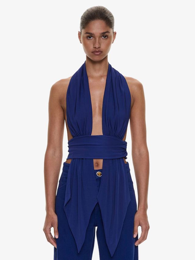 Scarf Draped Halter Top
