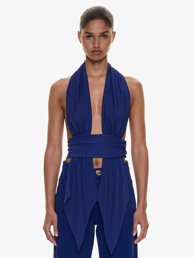 Scarf Draped Halter Top - Image 1