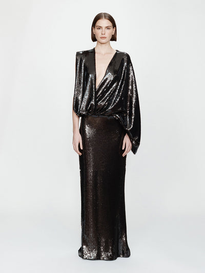 Opaline Sequin Swaddled Gown
