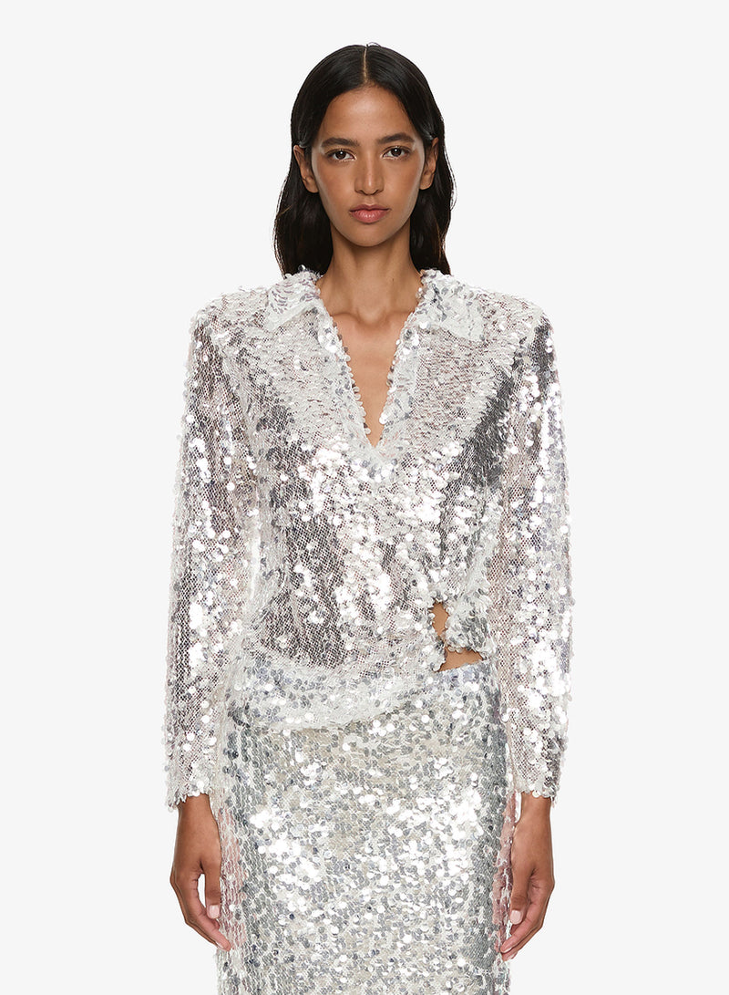 Opaline Sequin Long Sleeve Polo - Image 1