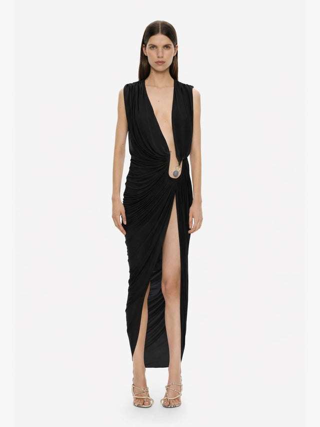 Ripple Crystal Plunge Dress