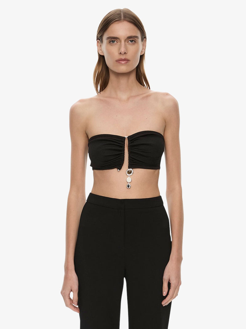 Droplet Crystal Pendant Ruched Bandeau - Image 1