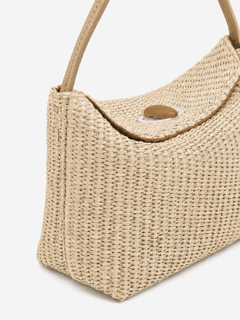 Turnlock Raffia Mini Bag - Image 2