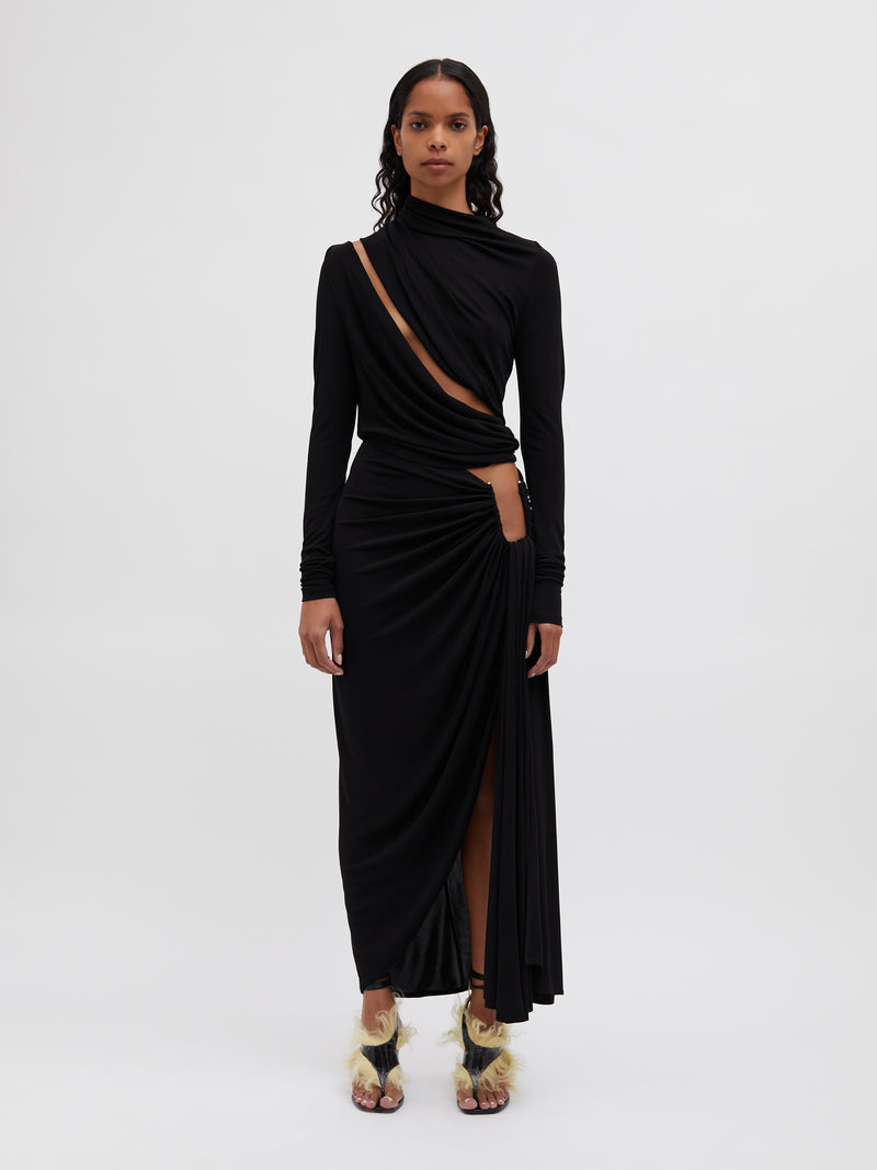 Odessa Arced Drape Split Skirt