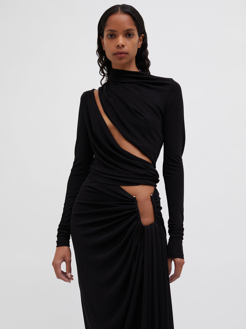 Odessa Arced Drape Split Skirt