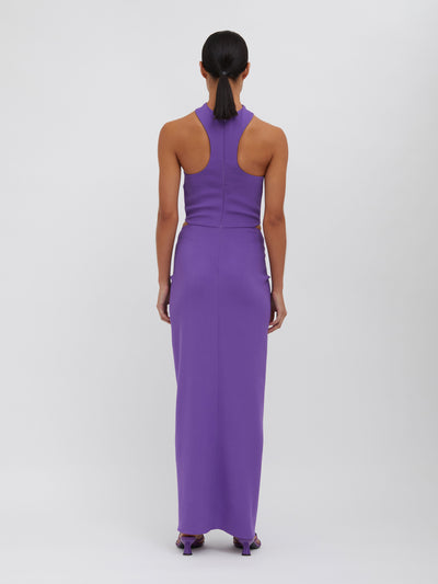 Reversed Halter Disconnect Ruched Dress
