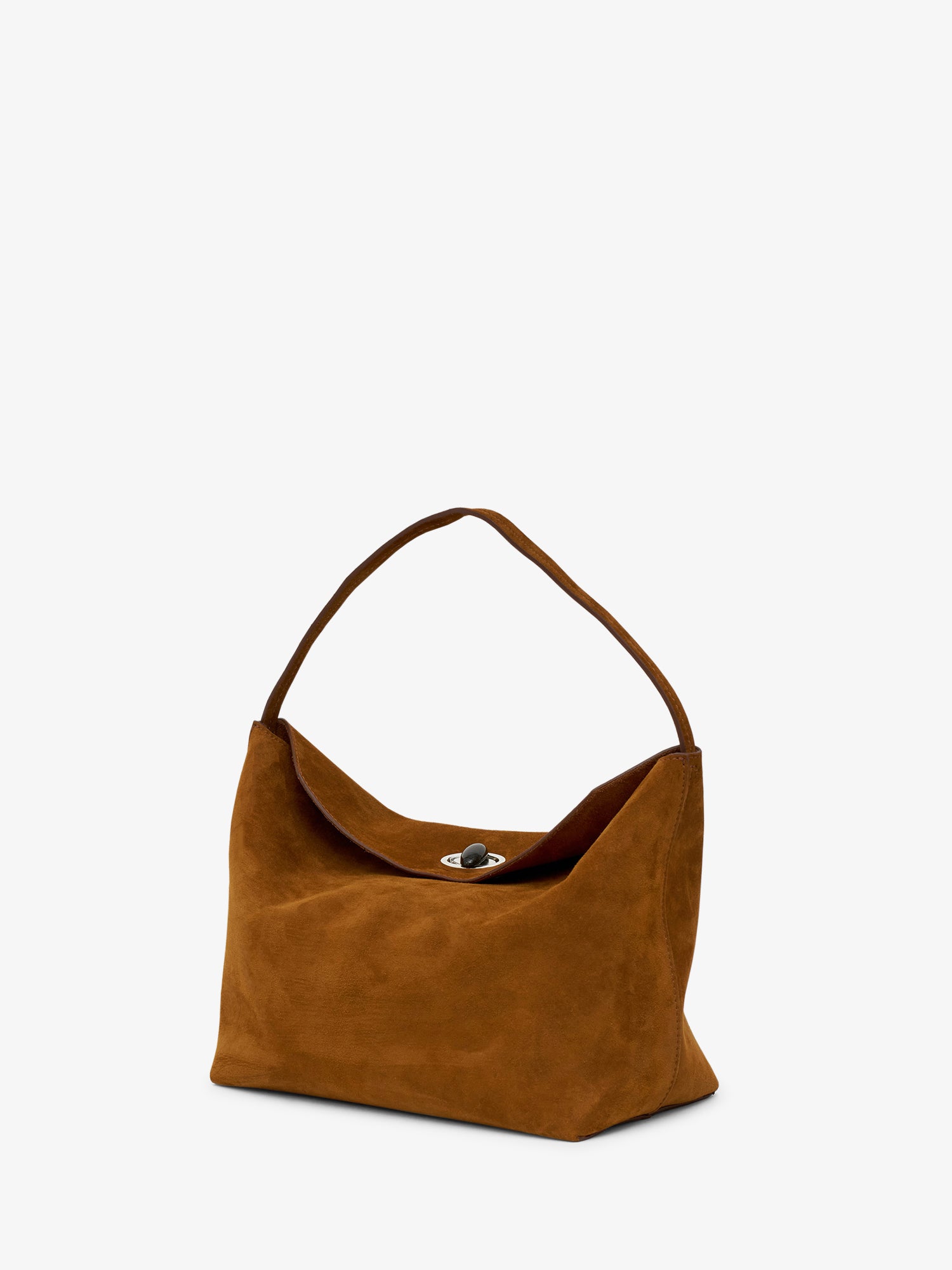 Turnlock Suede Shoulder Bag