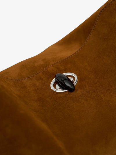 Turnlock Suede Shoulder Bag