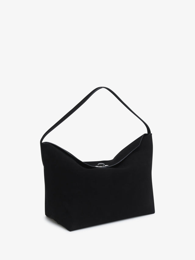 Turnlock Suede Shoulder Bag