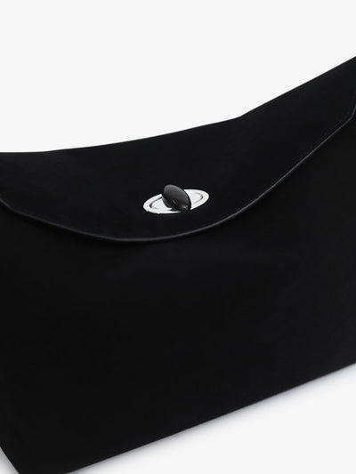 Turnlock Suede Shoulder Bag