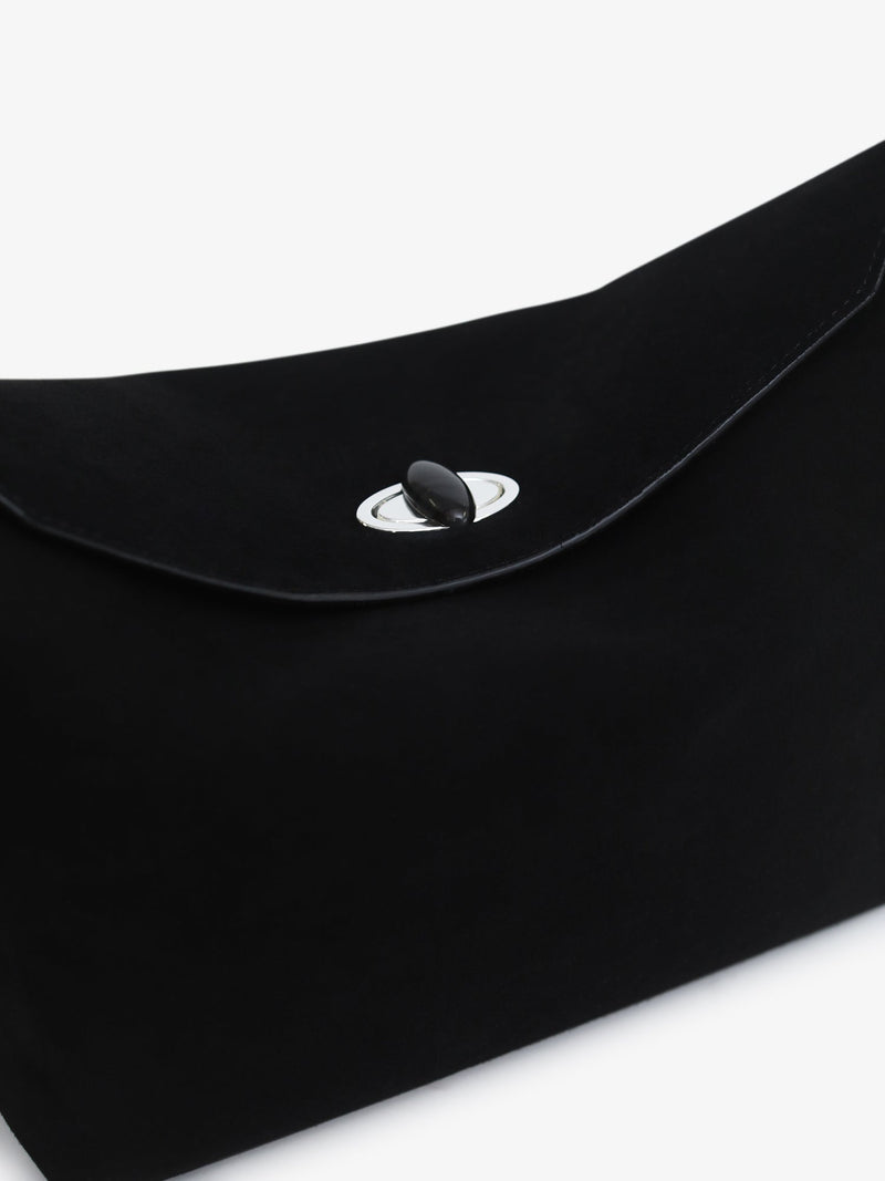 Turnlock Suede Shoulder Bag - Image 3