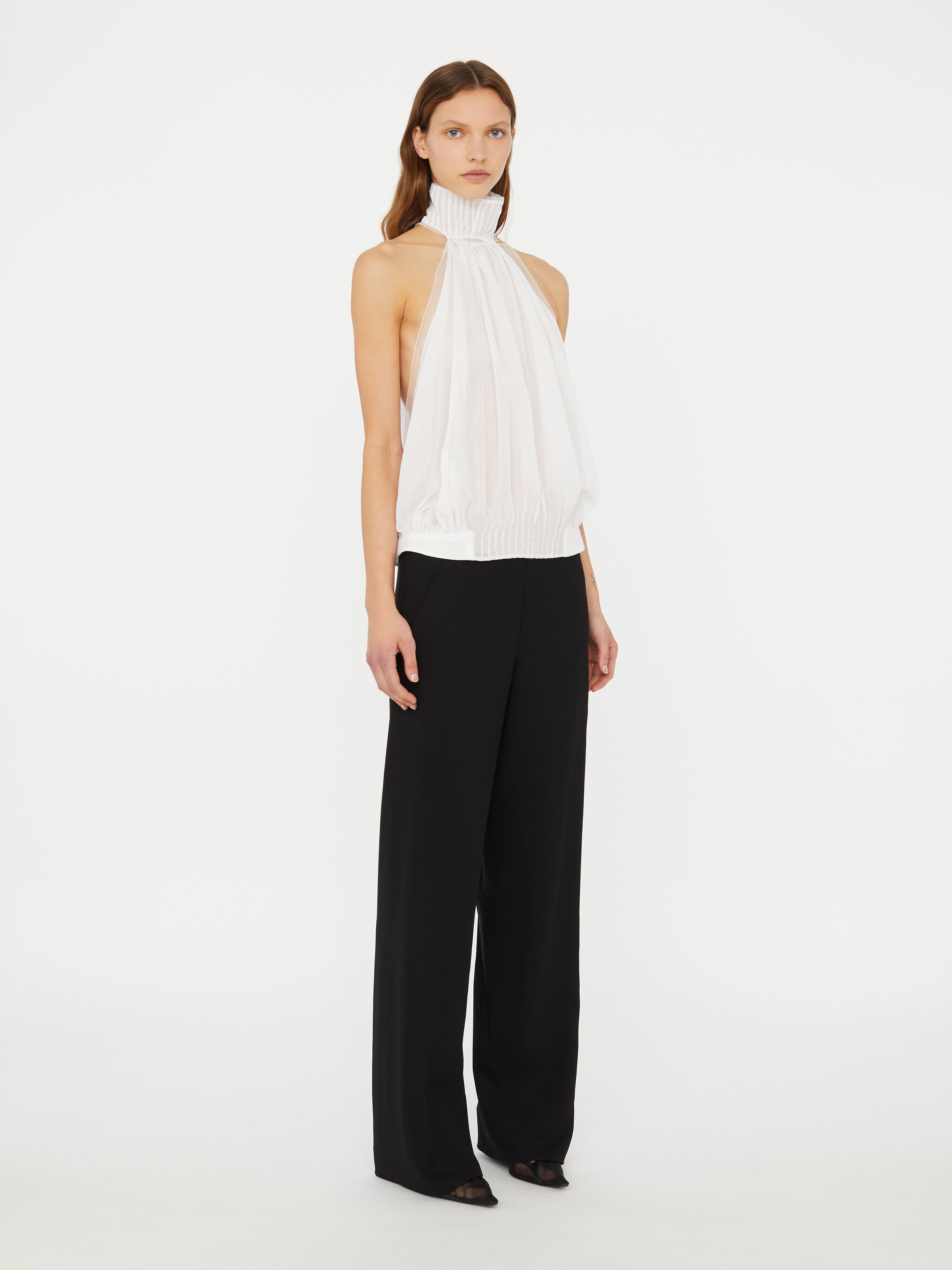 Vanished Pintucked Halter Top