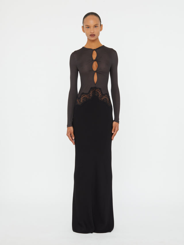 Open Twist Verner Lace Long Sleeve Dress