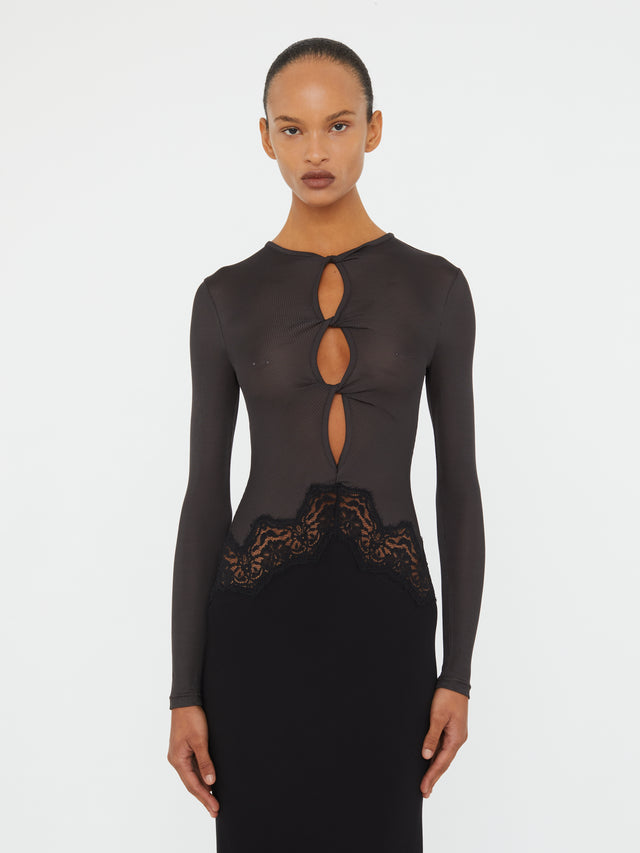 Open Twist Verner Lace Long Sleeve Dress