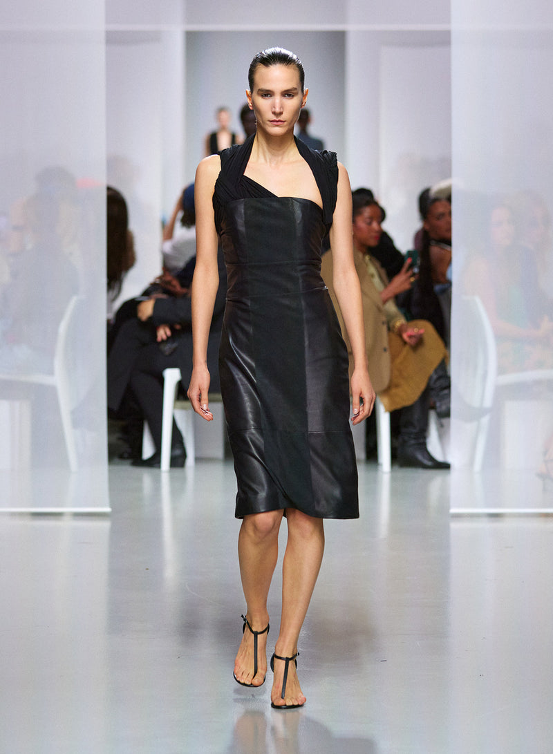 Scuffed Leather Jersey Dress - Image 1