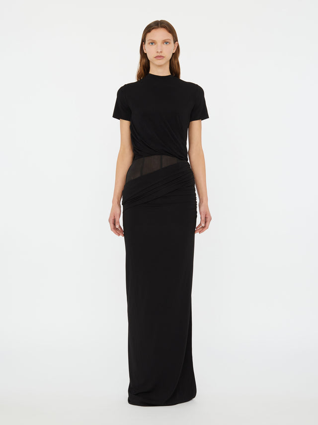 Coiled Jersey Corseted Tee Gown