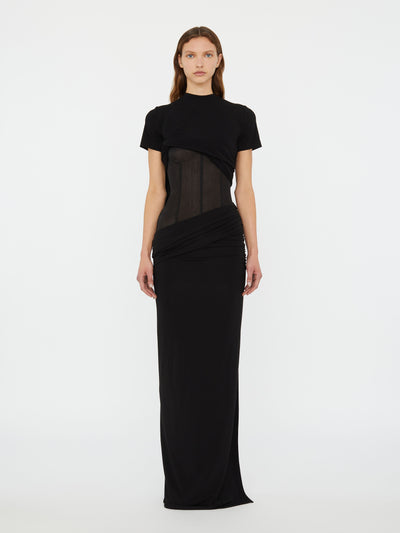 Coiled Jersey Corseted Tee Gown