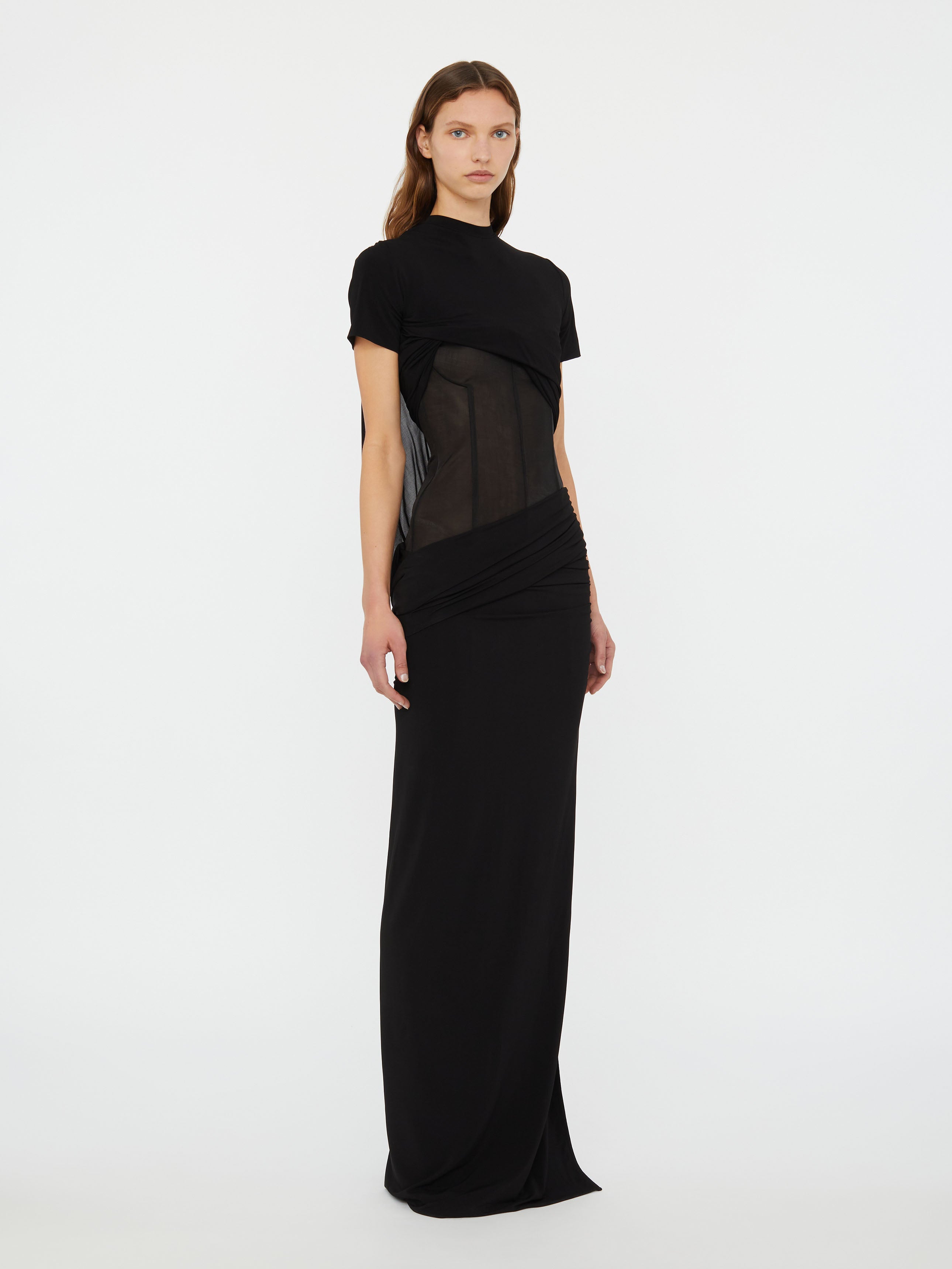 Coiled Jersey Corseted Tee Gown