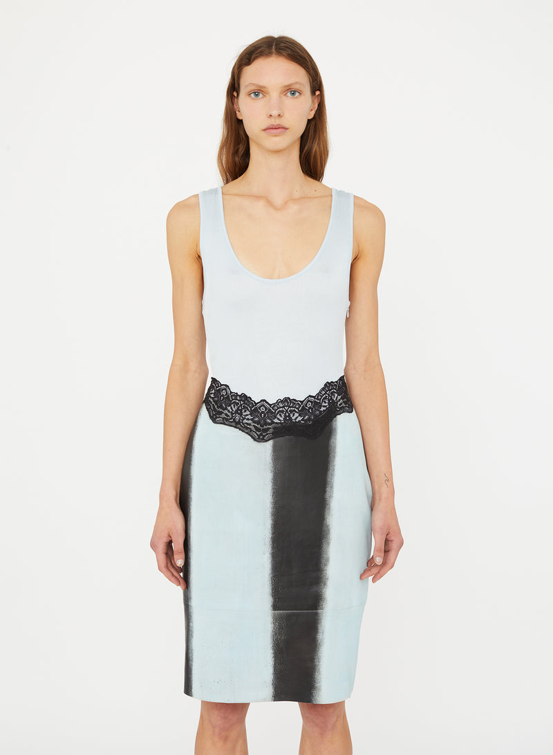 Ribbed Scuffed Leather Tank Dress - Image 3