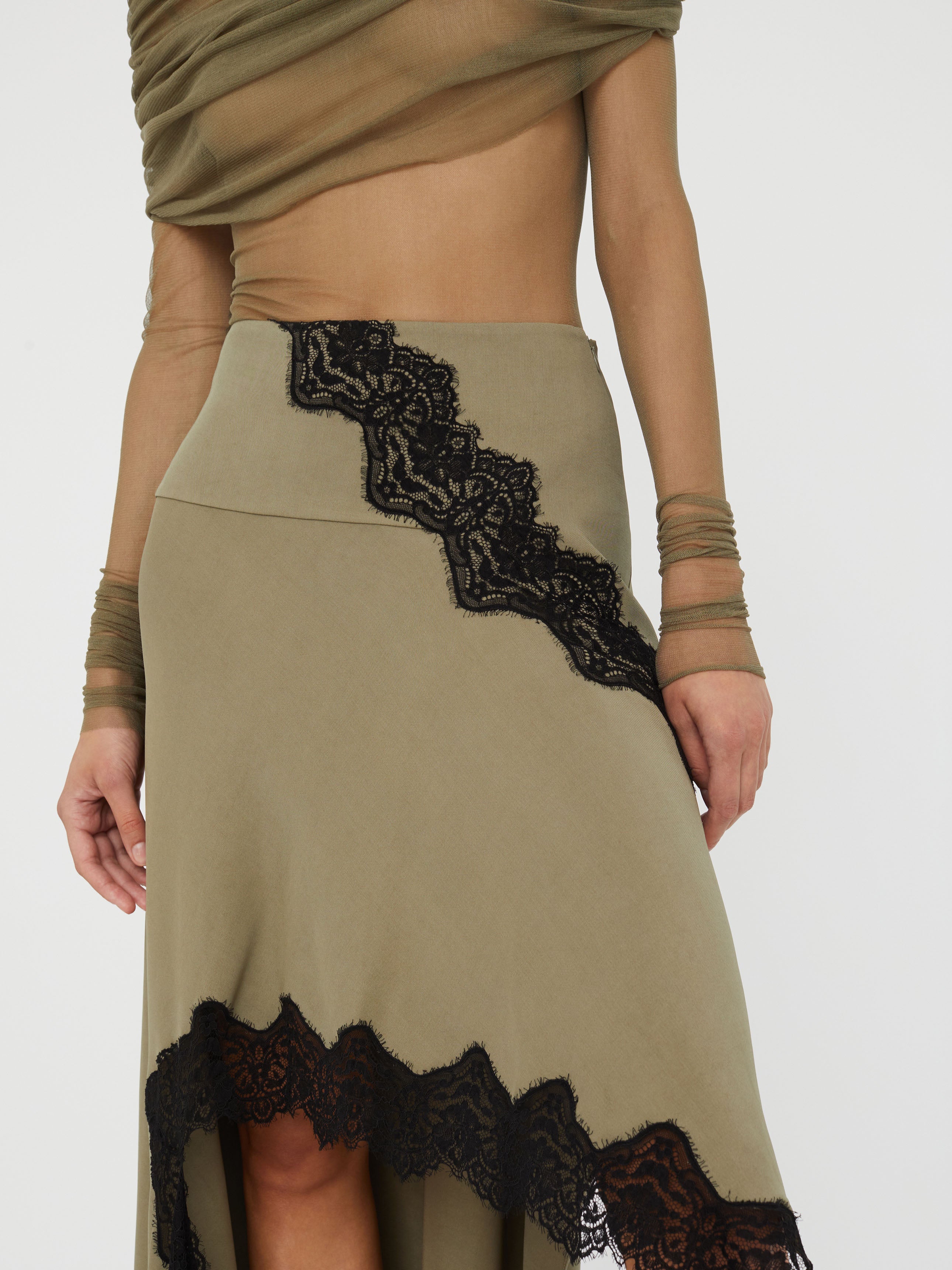 Verner Lace Asymmetric Skirt