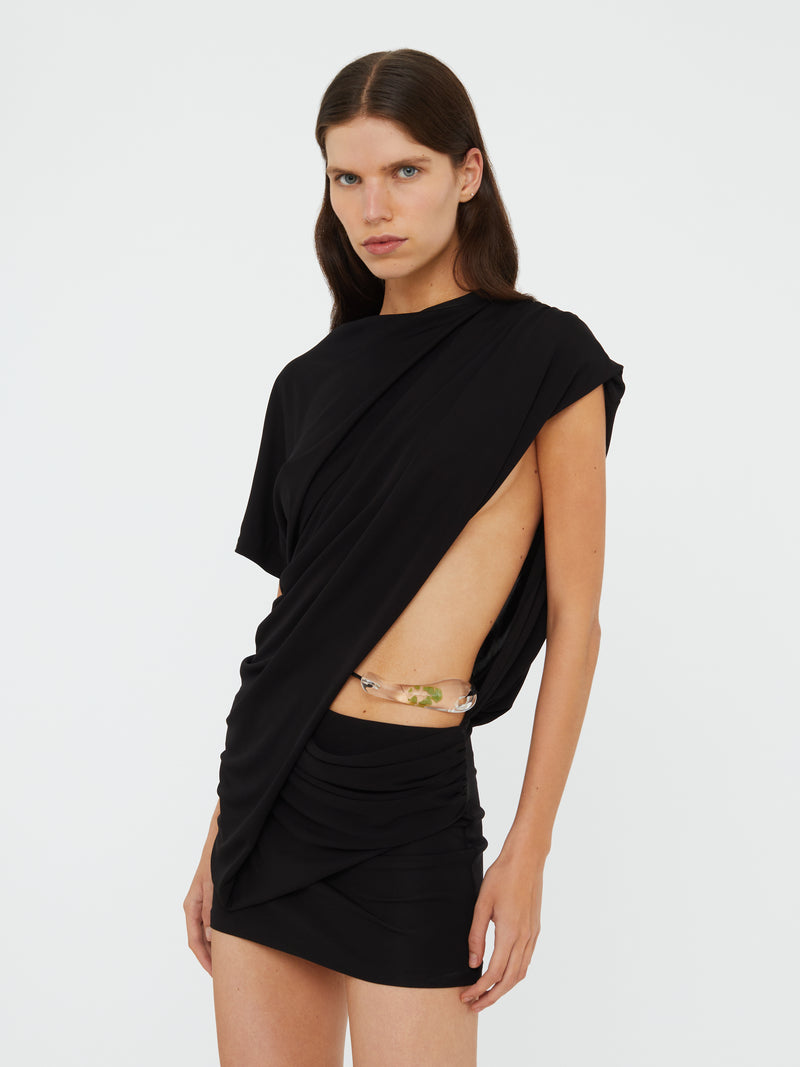 Encased Nature Resin Draped Jersey Dress - Image 3