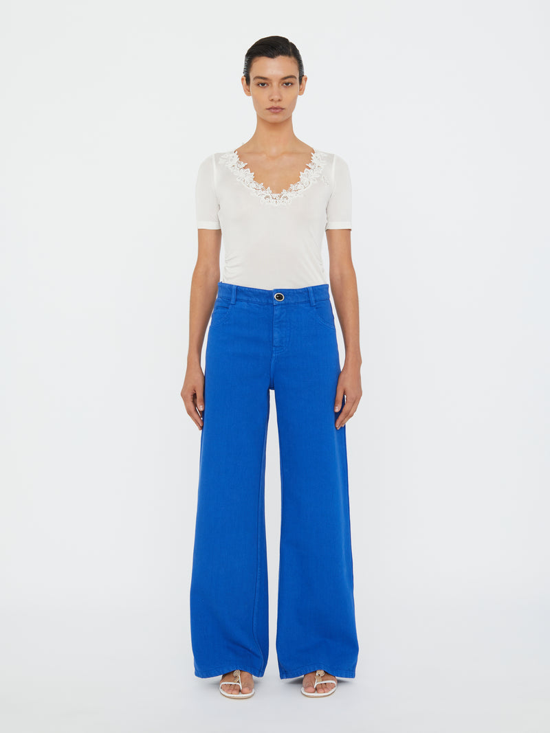 Hibiscus Embroidered Rib Tee - Image 2