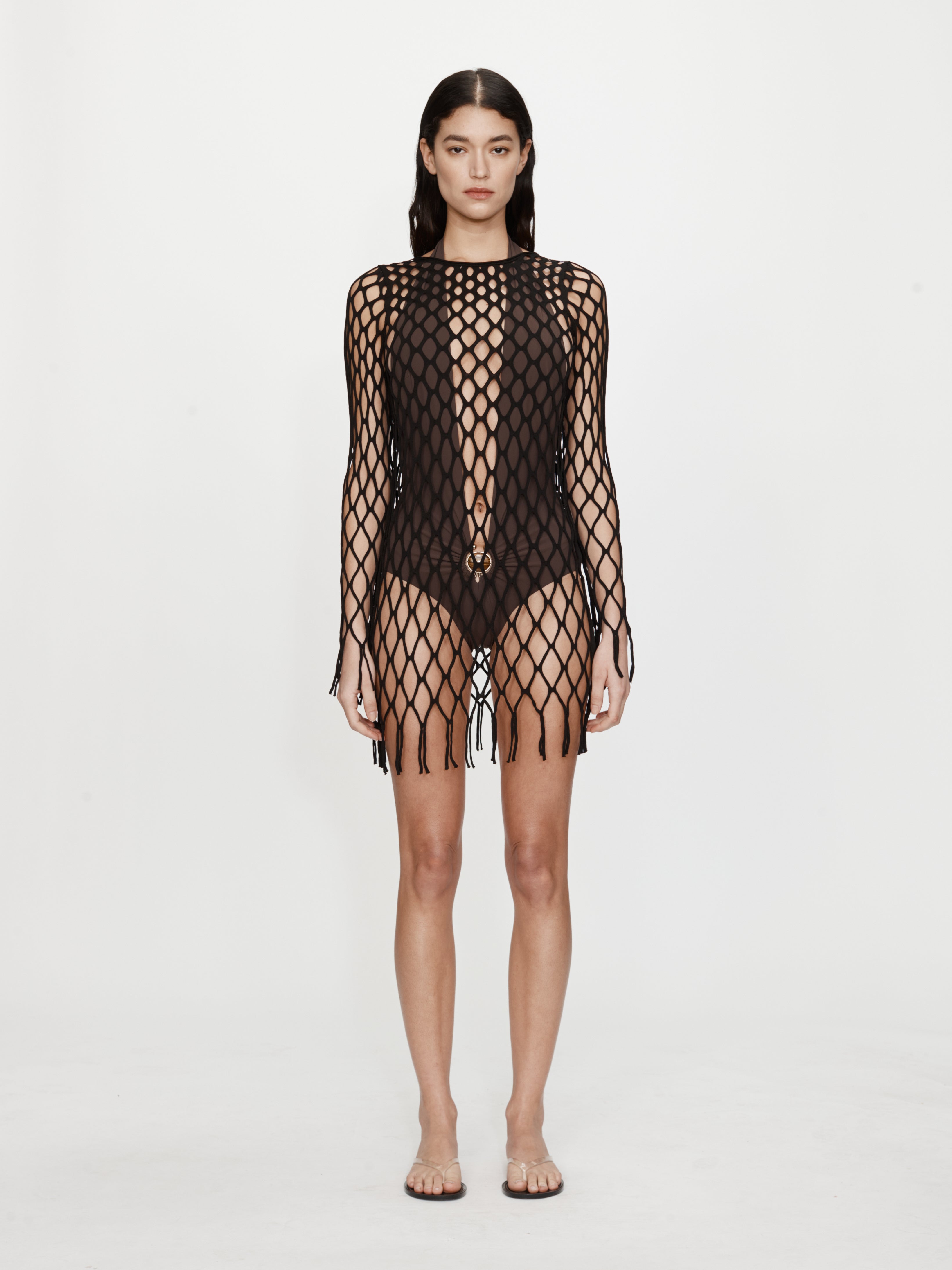 Knitted Mesh Mini Dress