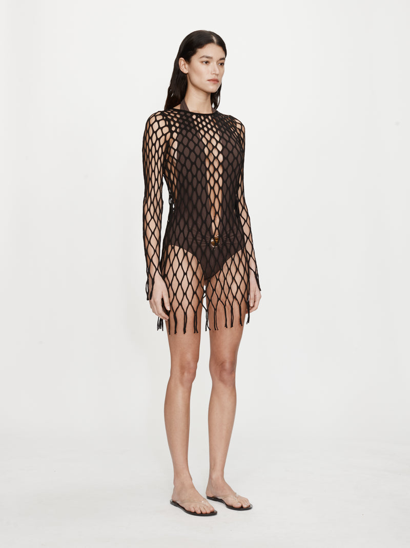 Knitted Mesh Mini Dress - Image 3