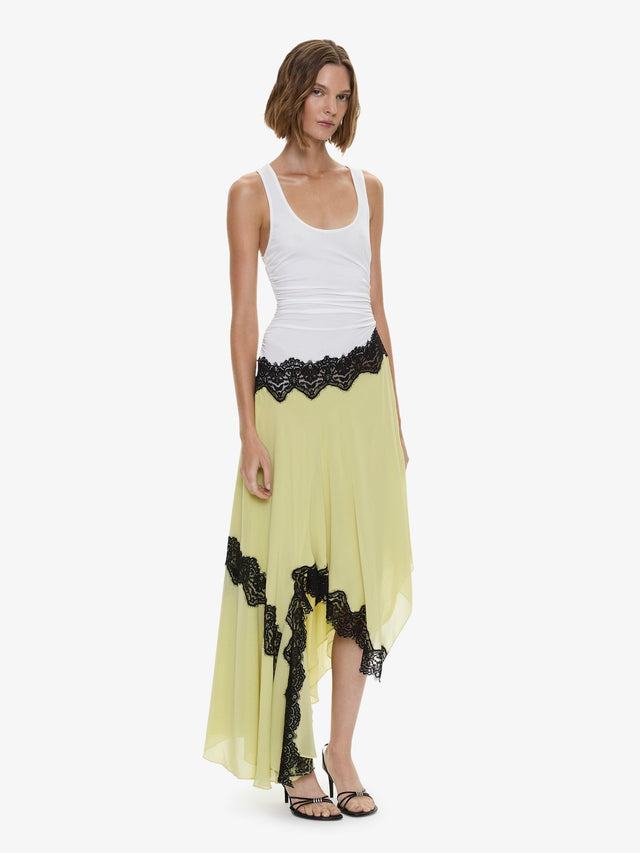Cutaway Lace Gathered Tank Dress