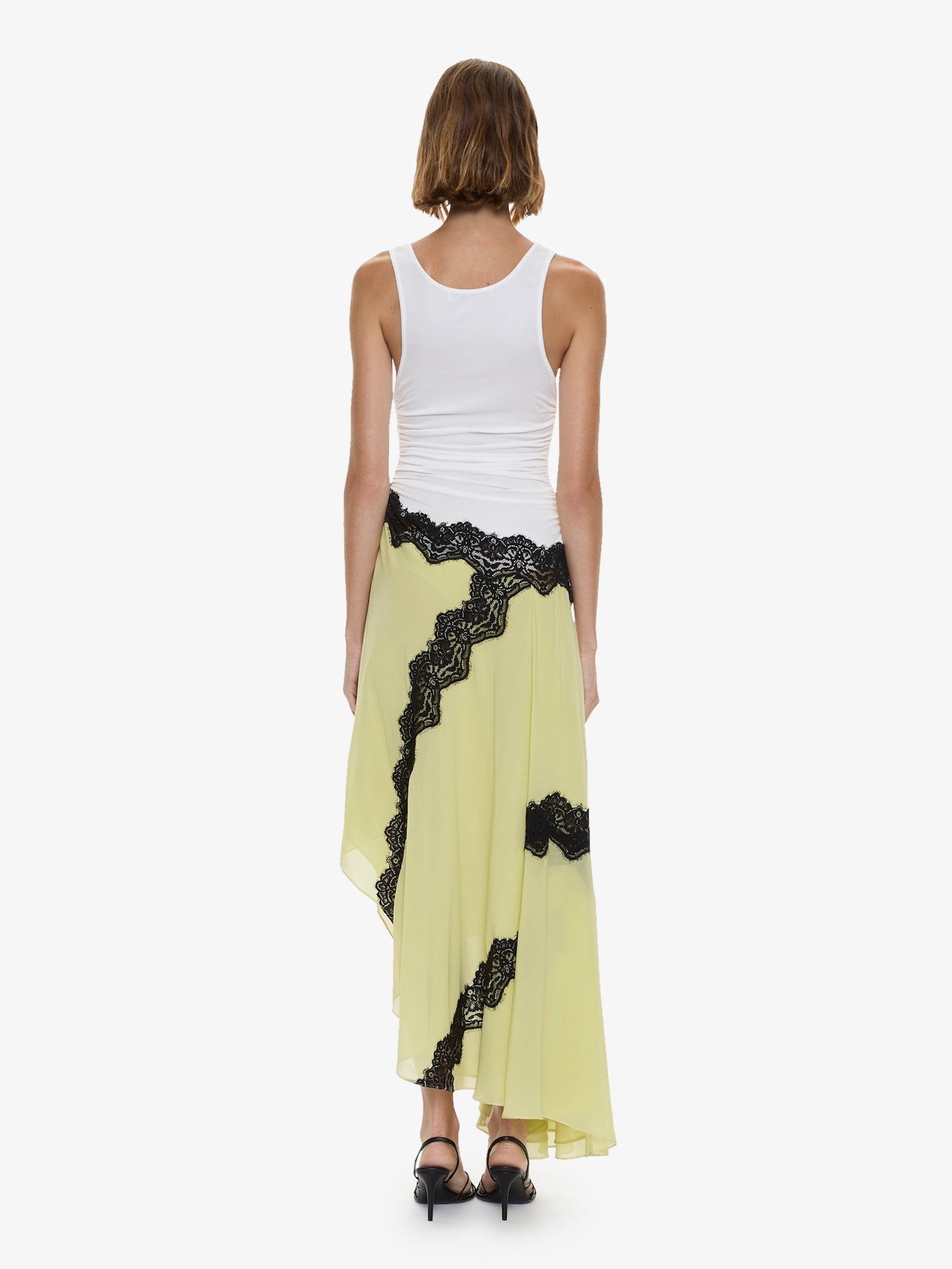 Cutaway Lace Gathered Tank Dress