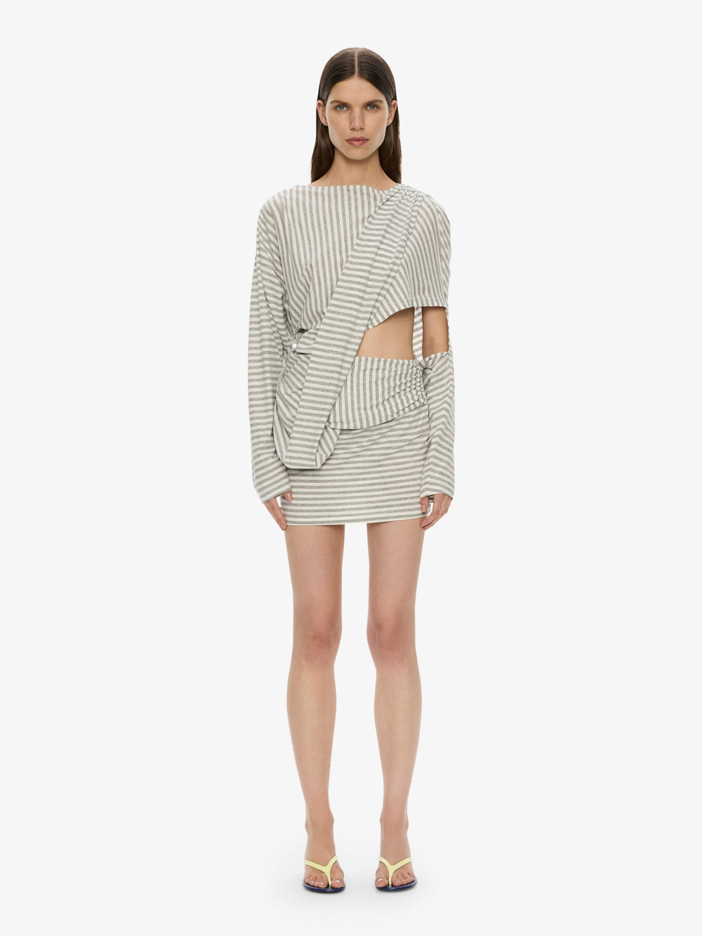 Aiba Draped Cotton Jersey Long Sleeve Dress
