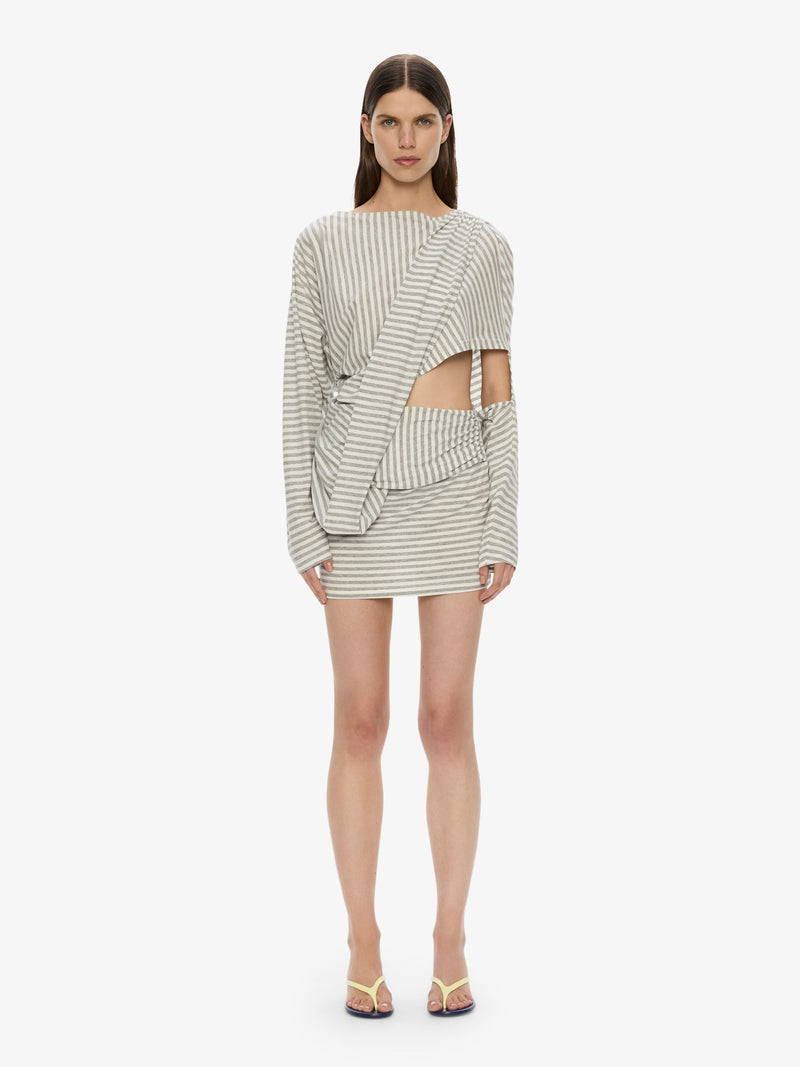 Aiba Draped Cotton Jersey Long Sleeve Dress - Image 1