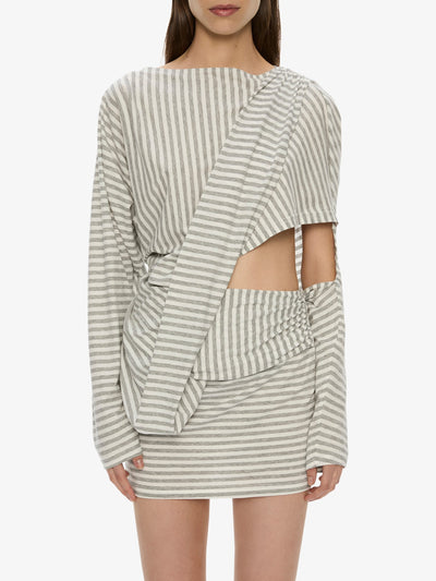 Aiba Draped Cotton Jersey Long Sleeve Dress