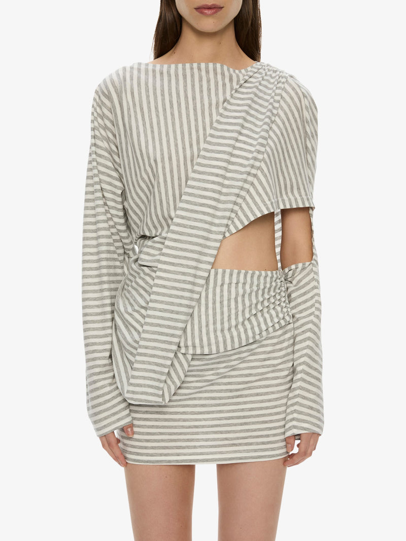 Aiba Draped Cotton Jersey Long Sleeve Dress - Image 3