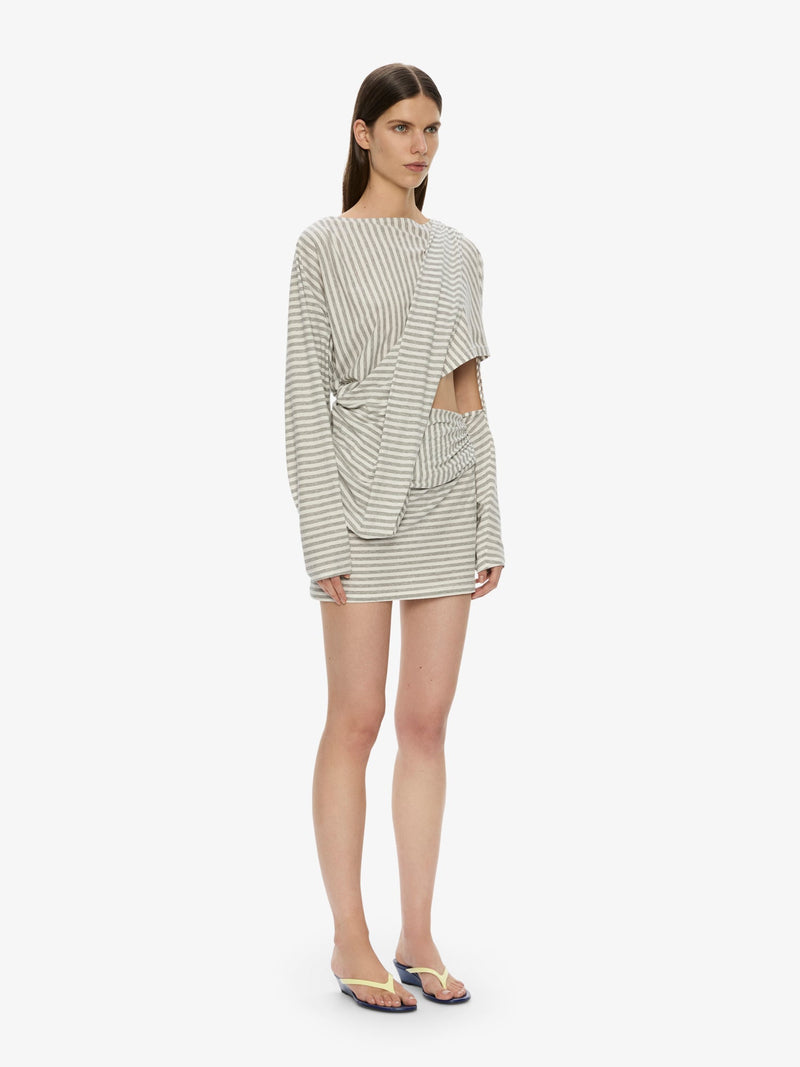 Aiba Draped Cotton Jersey Long Sleeve Dress - Image 2