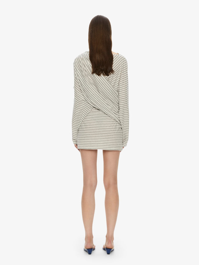 Aiba Draped Cotton Jersey Long Sleeve Dress