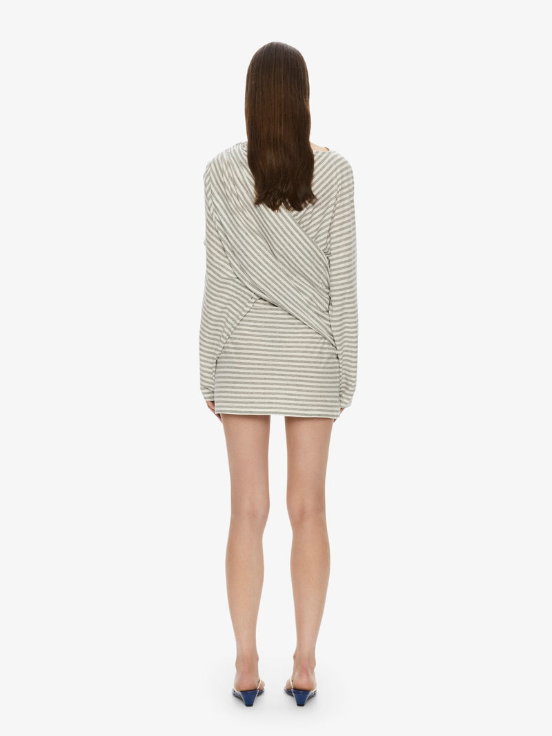 Aiba Draped Cotton Jersey Long Sleeve Dress - Image 4