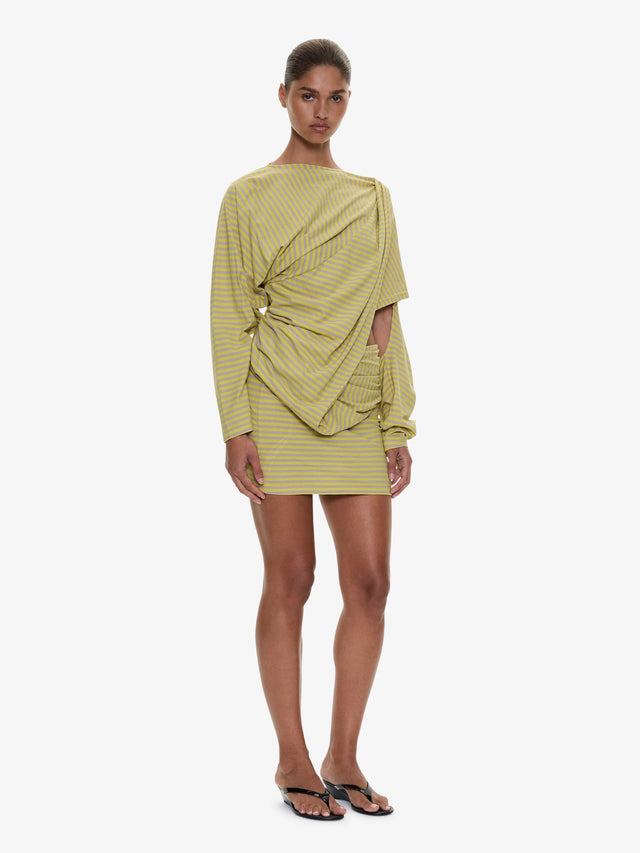 Aiba Draped Cotton Jersey Long Sleeve Dress