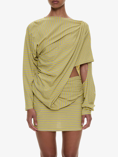 Aiba Draped Cotton Jersey Long Sleeve Dress
