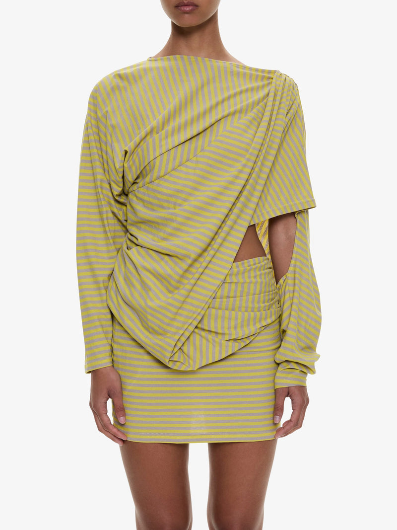 Aiba Draped Cotton Jersey Long Sleeve Dress - Image 2