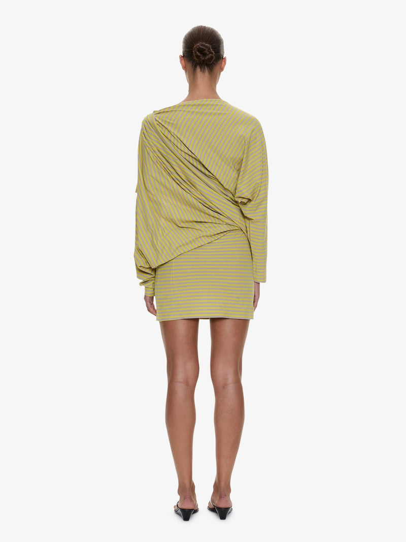 Aiba Draped Cotton Jersey Long Sleeve Dress - Image 4